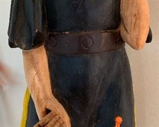 Life-size Carved wood Cigar Store Indian Woman w/ papoose	70x19x16in	HxWxD
