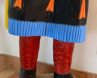 Life-size Carved wood Cigar Store Indian Woman w/ papoose	70x19x16in	HxWxD
