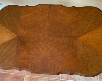 Antique 6-Leg Parlor Table Burl Top	29x32x19.5in	HxWxD

