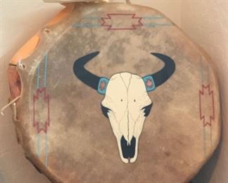 Native American Taos Hand Painted Drum	15in Diameter	
