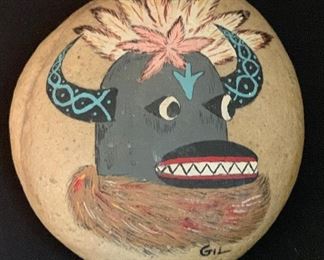 Hand Painted Stone Nata-Aska Black Ogre GIL Signed		
