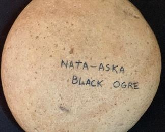 Hand Painted Stone Nata-Aska Black Ogre GIL Signed		

