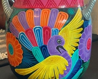 Talavera Bird  2-Handle Pot	8in H x 8.5in Diameter	
