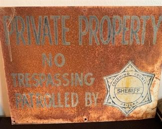 Vintage Coconino County Sheriff Private Property Sign	18in X 24in	
