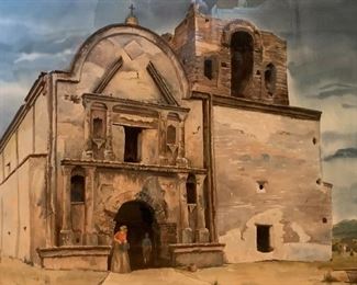 *Original* Hugo E. DiZinno San Jose de Tumacacori the Mission Watercolor	41.5x29in
