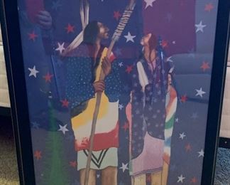 *Signed* Sam English  Native American Framed Poster	27x20.5in	
