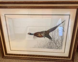*Signed* Leon Danchin Bird Pheasant in Flight Lithograph	26x33.5in	
