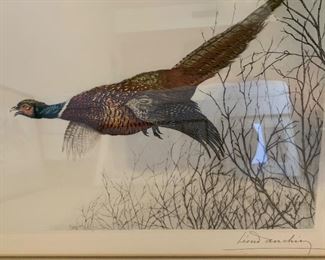 *Signed* Leon Danchin Bird Pheasant in Flight Lithograph	26x33.5in	

