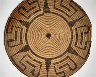 Tohono O'Odham Coiled Flat Basket	17.75in Diameter	