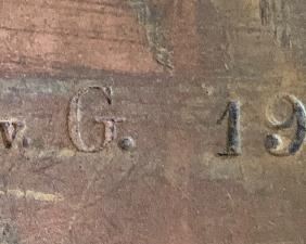 Antique Copper Tinned Pot Saucepan M. v G. 1907	9in Diameter	
