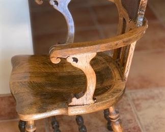 Antique Carved Oak Armchair Chair #1	37.5x23.5x20inD	HxWxD
