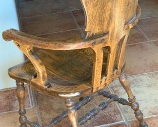 Antique Carved Oak Armchair Chair #2	37.5x23.5x20inD	HxWxD
