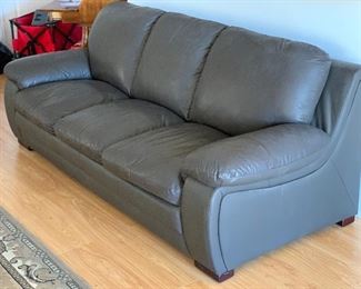 Blue/Gray Leather Sofa Couch	
