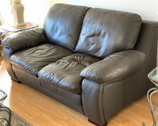 Blue/Gray Leather Loveseat Sofa