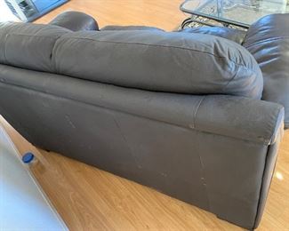 Blue/Gray Leather Loveseat Sofa