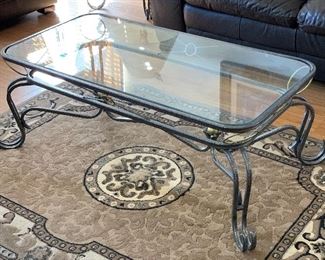 Glass & Scroll Iron Coffee Table