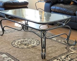 vGlass & Scroll Iron Coffee Table