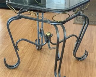 2 Glass & Scroll Iron Coffee End Tables PAIR