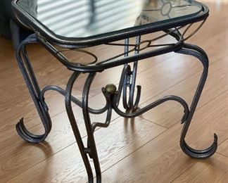2 Glass & Scroll Iron Coffee End Tables PAIR