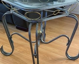 2 Glass & Scroll Iron Coffee End Tables PAIR