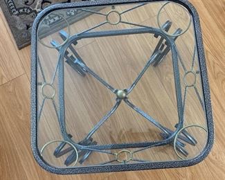 2 Glass & Scroll Iron Coffee End Tables PAIR