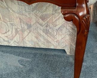 Cherry Wood Glass Top Sofa Table 27x50x18in