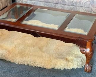 Cherry Wood Glass Top Coffee Table