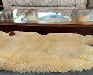 Cherry Wood Glass Top Coffee Table