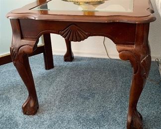 1 Cherry Wood Glass Top End Table #1
1 Cherry Wood Glass Top End Table #2