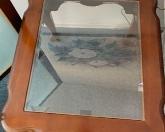 1 Cherry Wood Glass Top End Table #1
1 Cherry Wood Glass Top End Table #2