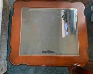 1 Cherry Wood Glass Top End Table #1
1 Cherry Wood Glass Top End Table #2