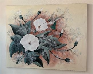 Large Hummingbird/Flower Decor Painting