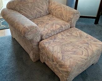Fabric Oversized Chair w/ Ottoman