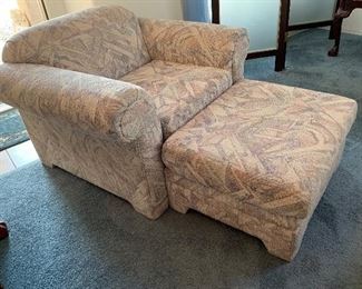 Fabric Oversized Chair w/ Ottoman