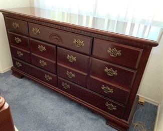 Cherry Wood Long Dresser 34x63x17.5in