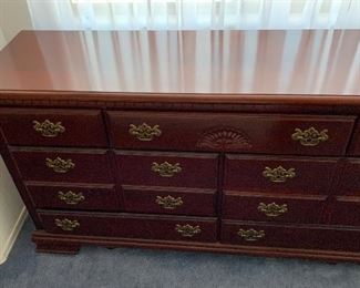 Cherry Wood Long Dresser 34x63x17.5in