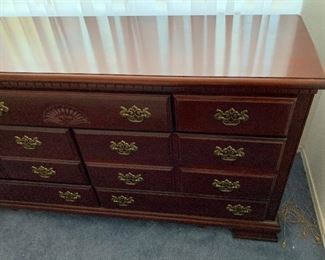 Cherry Wood Long Dresser 34x63x17.5in