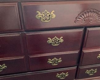 Cherry Wood Long Dresser 34x63x17.5in