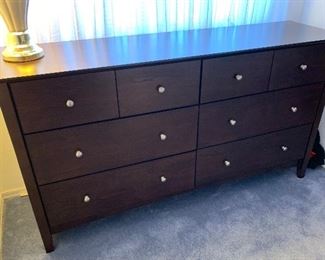 Contemporary Walnut Veneer Dresser 33x63x17.5in