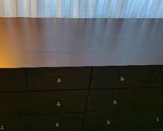 Contemporary Walnut Veneer Dresser 33x63x17.5in