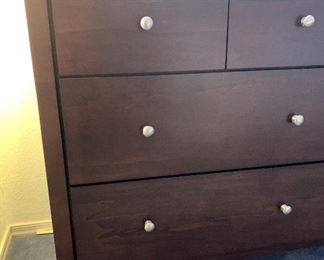 Contemporary Walnut Veneer Dresser 33x63x17.5in