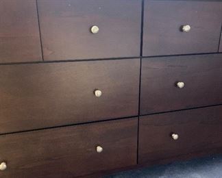 Contemporary Walnut Veneer Dresser 33x63x17.5in