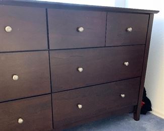 Contemporary Walnut Veneer Dresser 33x63x17.5in