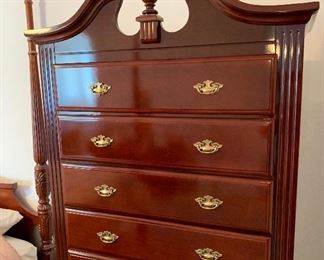 Cherry Wood Tall Boy Dresser 77x37.5x18in