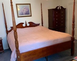 King Cherry Wood 4-Poster Bed 85x80x85in