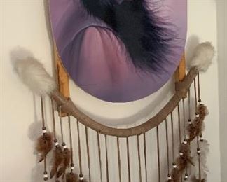 Native American Rawhide & Feather Decor