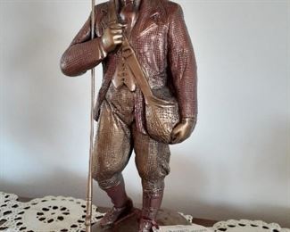Bronze "Fly Fisherman" sculpture 