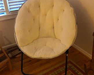 portable papasan chair wonders why you don't appreciate his hippy-days contribution to your present freedom of expression