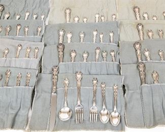 Gorham Sterling Silver Flatware For 12 In "Melrose" Pattern