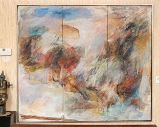 Ruth Levin (Israeli, 1918 - 2006) Untitled Oil On Canvas Triptych